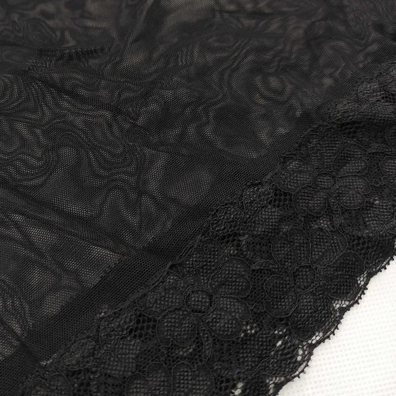 نمونه پارچه دانتل و حریر مشکی-دختران طلایی