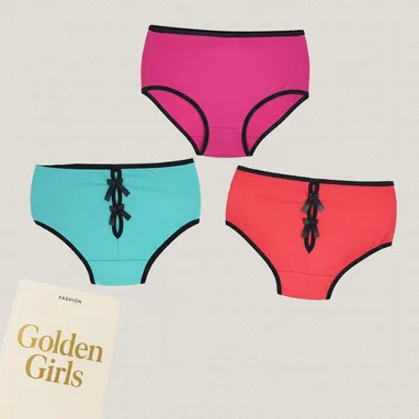 شورت پنبه‌ای پشت پاپیونی مدل GG004-- رنگ سرخابی شبرنگ آبی بنتون